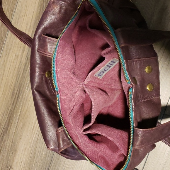 Handcrafted Purple Leather Bag - Picture 3 of 4